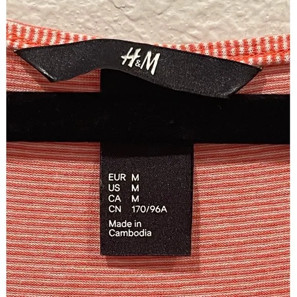 H&M Striped Red Orange Midi Dress - Picture 2 of 3